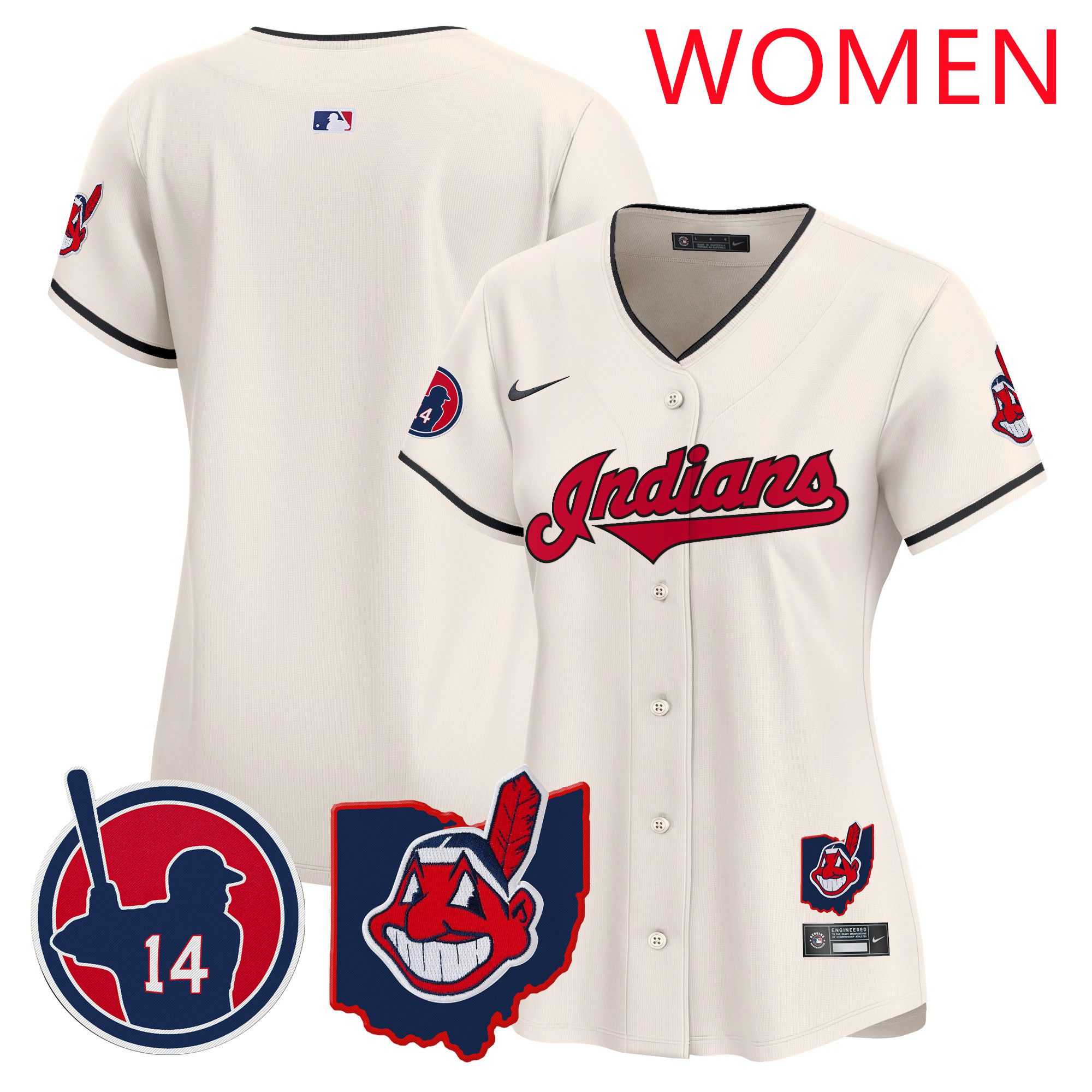 Women Cleveland Indians Blank Cream Nike 2025 Patch Vapor Premier Limited MLB Jersey